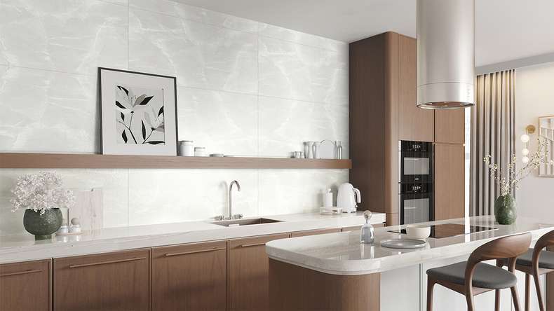 planeo Revêtement mural SPC - CeraRock Tile Light Grey Marble 120 x 60 cm