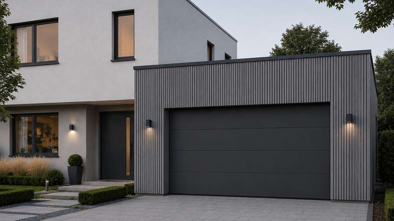 planeo NOVA - Lame en WPC CoEx à motif losange pour bardage de façade, gris, 2,90 m