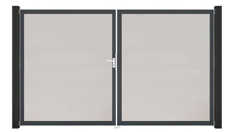 planeo Gardence Simply - Porte PVC DIN gauche 2 vantaux blanc avec cadre alu Anthracite