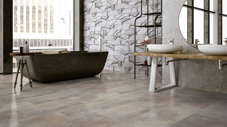 Gerflor Sol PVC clipsable - Virtuo 30 Rigid Acoustic Acuarela Taupe | isolation phonique intégrée (39101476)