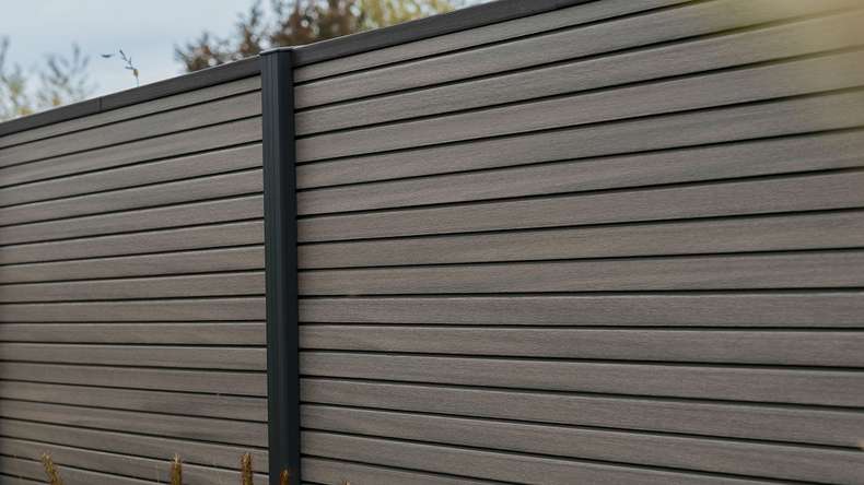 planeo LINEA - WPC CoEx Clôture à emboîter Rhombus gris foncé 176 x 183