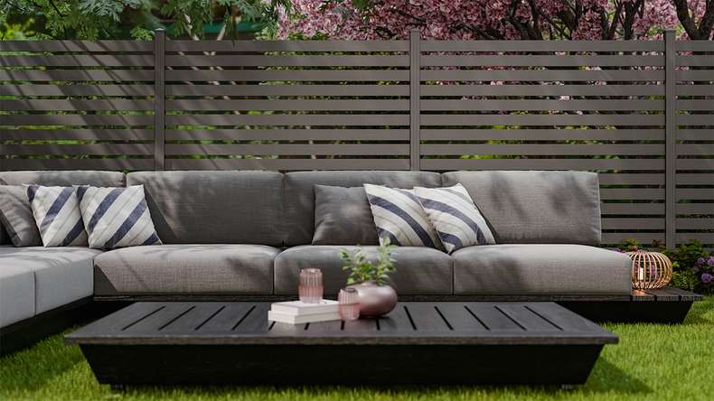 planeo Gardence Metallic Edge - Clôture de jardin en aluminium Carré Anthracite | DB703