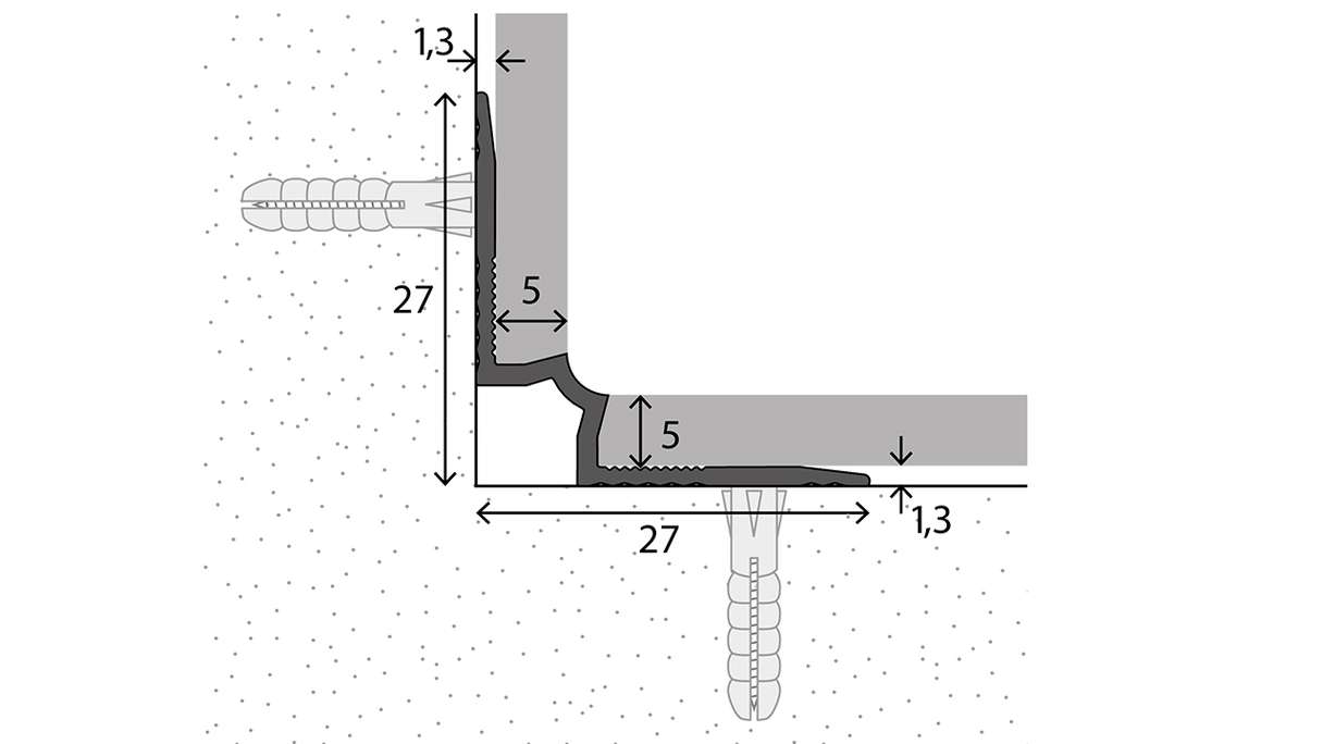 planeo Angle intérieur de nez de marche 601 - 250 cm