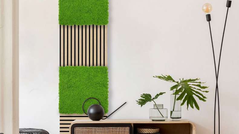 planeo Panneau acoustique - MixWall Moss Mood Lime Green 52 x 52 cm | Mousse d'art (PLMW-30211C)
