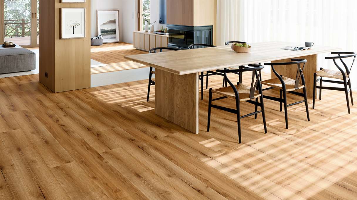planeo Vinyle à clic rigide - SolutionX 2in1 BigSize Atelier Oak Plancher XL de 1,83 m de long | Isolation phonique intégrée (ECF-BS-85)