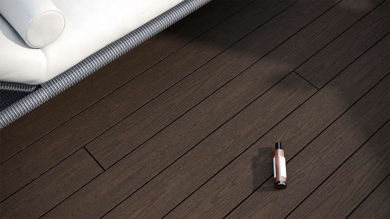 planeo CoEXWood Lame de terrasse WPC massif enrobé - brun clair/brun foncé 3m structuré