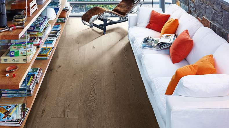 Sol en bois MEISTER Lindura HD 400 - 08901 Chêne authentique gris argile huilé naturel 2200 x 270 x 11 mm (500213-2200270-08901)