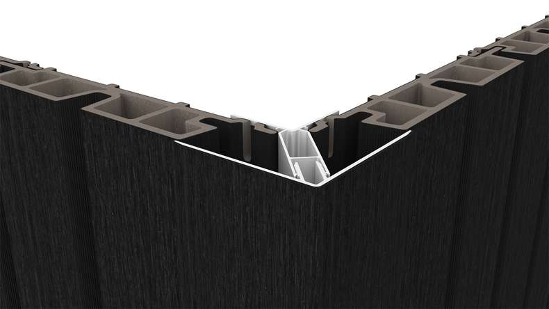 planeo LINEA - Profilé d'angle extérieur en aluminium CoEx noir 3000 x 66 x 66 mm