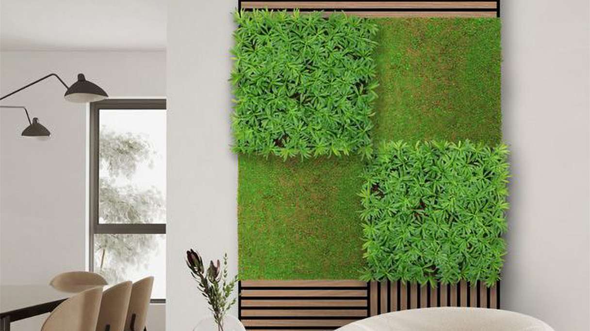 planeo Panneau acoustique - MixWall Living Leaf Podocarpus Tea Tree 52 x 52 cm | Plante naturelle (PLMW-40111)
