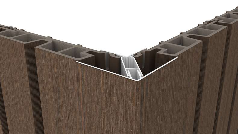 planeo LINEA - Profilé d'angle extérieur en aluminium CoEx, couleur Ipe brun, 3000 x 66 x 66 mm