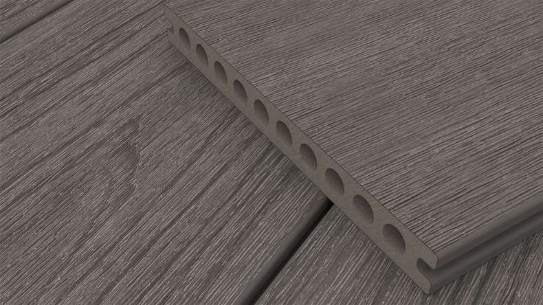 planeo MAXLine Nature - WPC CoEx lame de terrasse XL gainée chambre creuse - gris foncé 3m structuré/lisse brossé
