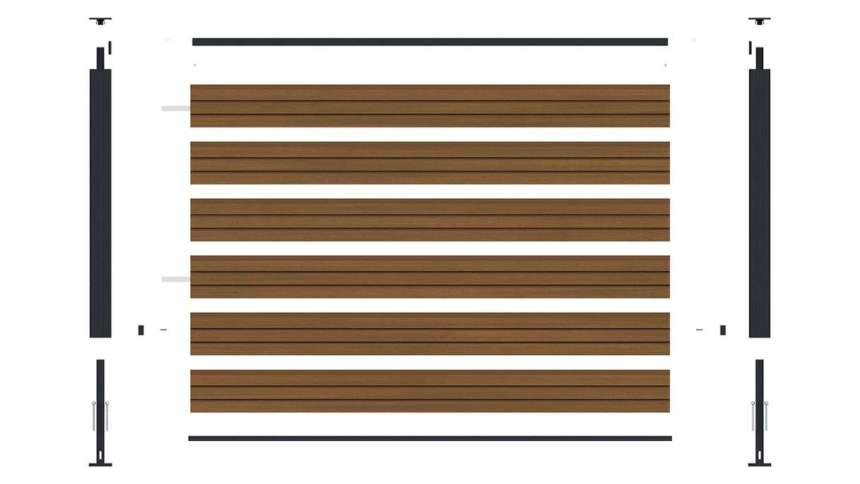 planeo LINEA - Clôture à emboîter pour jardin WPC CoEx Rhombus, modèle « Burma Teak », 180 x 90 cm