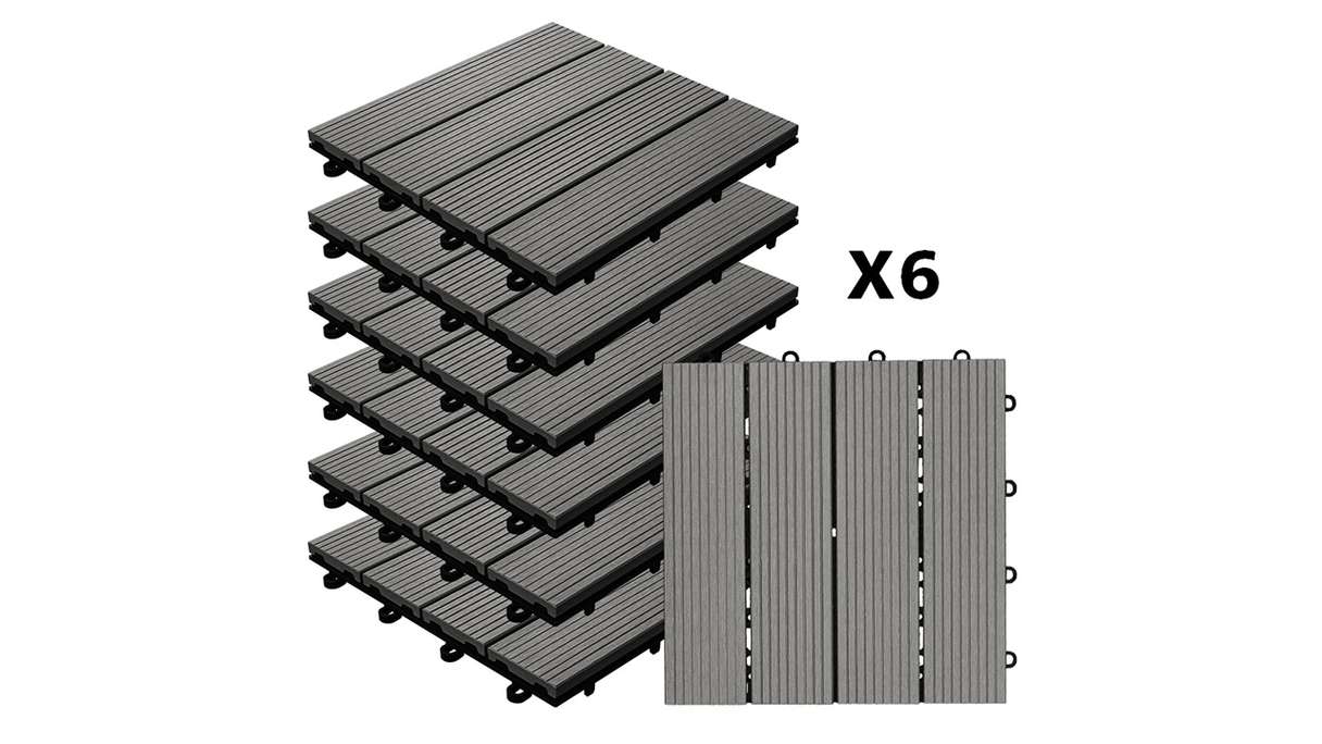 planeo carreau terrasse composite - gris 30x30 cm - 6 pcs.