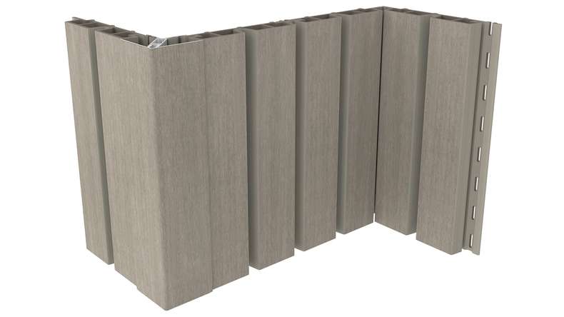 planeo LINEA Wide - Bardage de façade en WPC CoEx, gris clair, 2900 x 181 mm