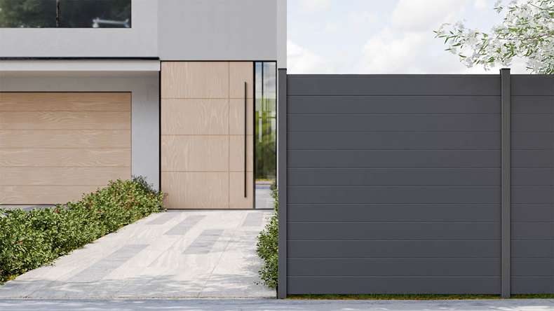 planeo Gardence Simply Small - Clôture à emboîter en PVC gris anthracite 180 x 180 cm