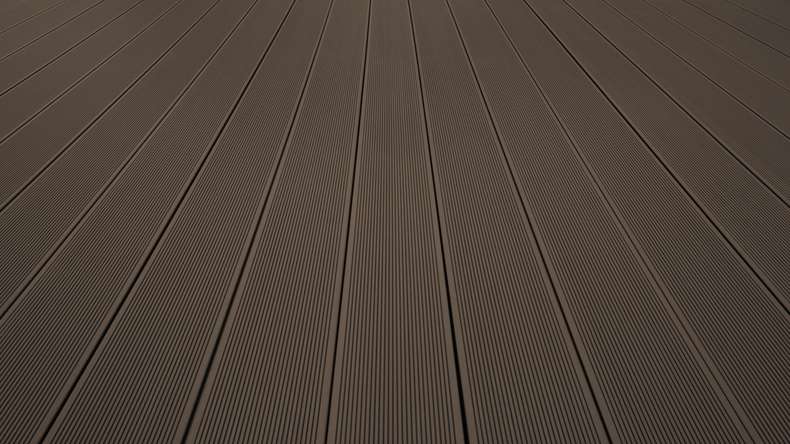 TitanWood Kit complet - 5m lame à âme creuse structure rainurée brun foncé 55,5m² compris UK alu