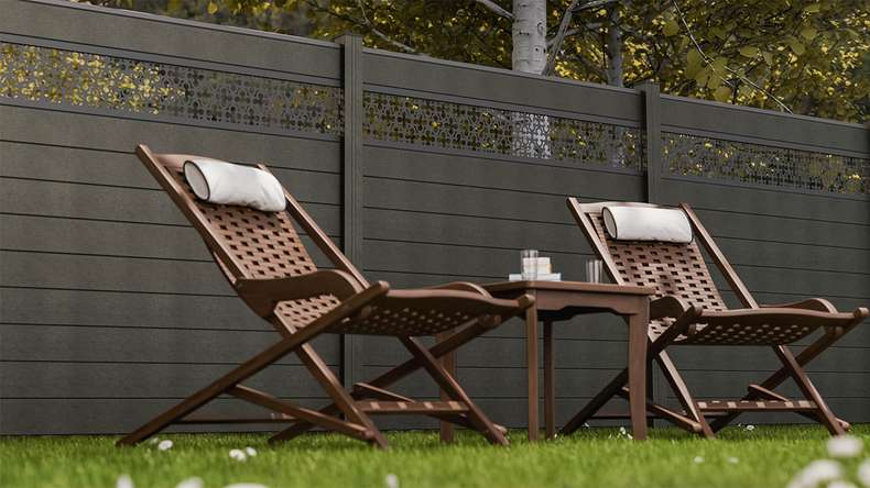 planeo Gardence Strong - Clôture à emboîter BPC Oriental gris anthracite 180 x 180 cm
