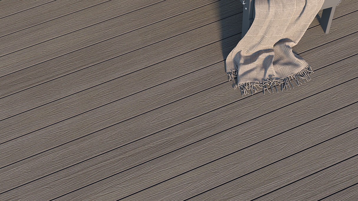 planeo UNIDeck - Lame de terrasse en WPC CoEx, gris foncé, 3 m - texturée/brossée lisse