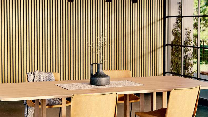 Skaben Panneau acoustique SilentWall Comfort - Chêne brun clair - 250 x 30 cm