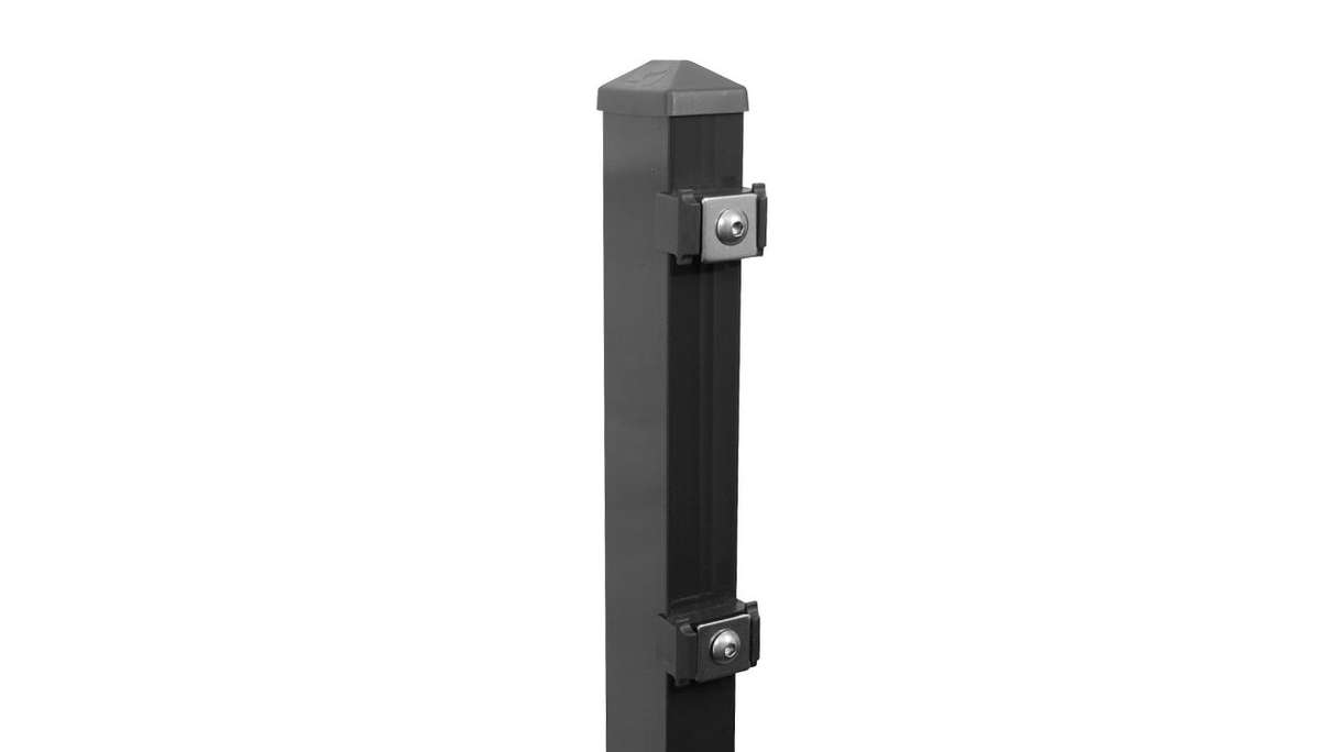 Poteau de clôture de type P anthracite pour clôture à double maille