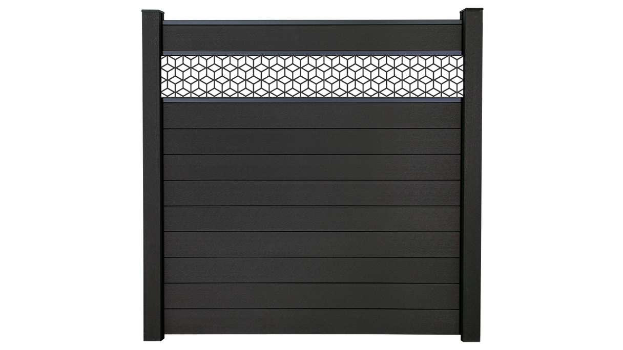 planeo Gardence Strong - Clôture à emboîter BPC Cube gris anthracite 180 x 180 cm