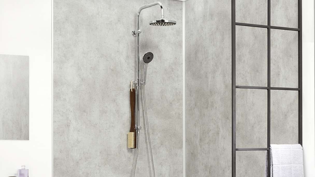 planeo StrongWall - Revêtement mural plastique XL Ciment lavé 260 x 90 cm