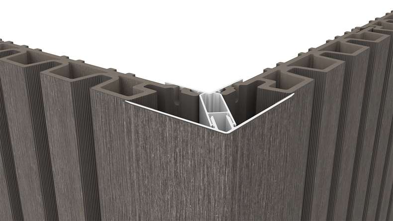 planeo LINEA - Profilé d'angle extérieur en aluminium CoEx, gris foncé, 3000 x 66 x 66 mm
