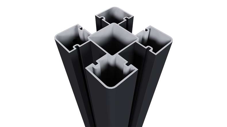 planeo Poteau en aluminium à bétonner - noir 8 x 8 x 240 cm, capuchon de poteau inclus