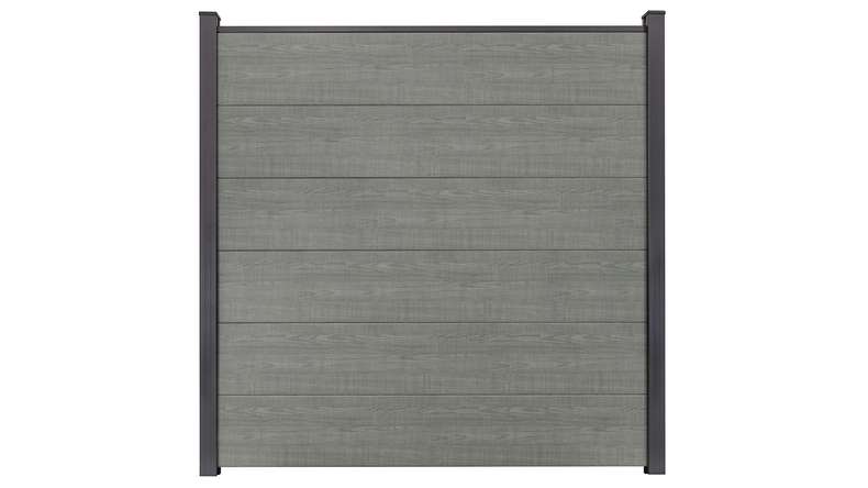 planeo Gardence Simply Small - Clôture PVC à emboîter Grey Ash Cut 180 x 180 cm
