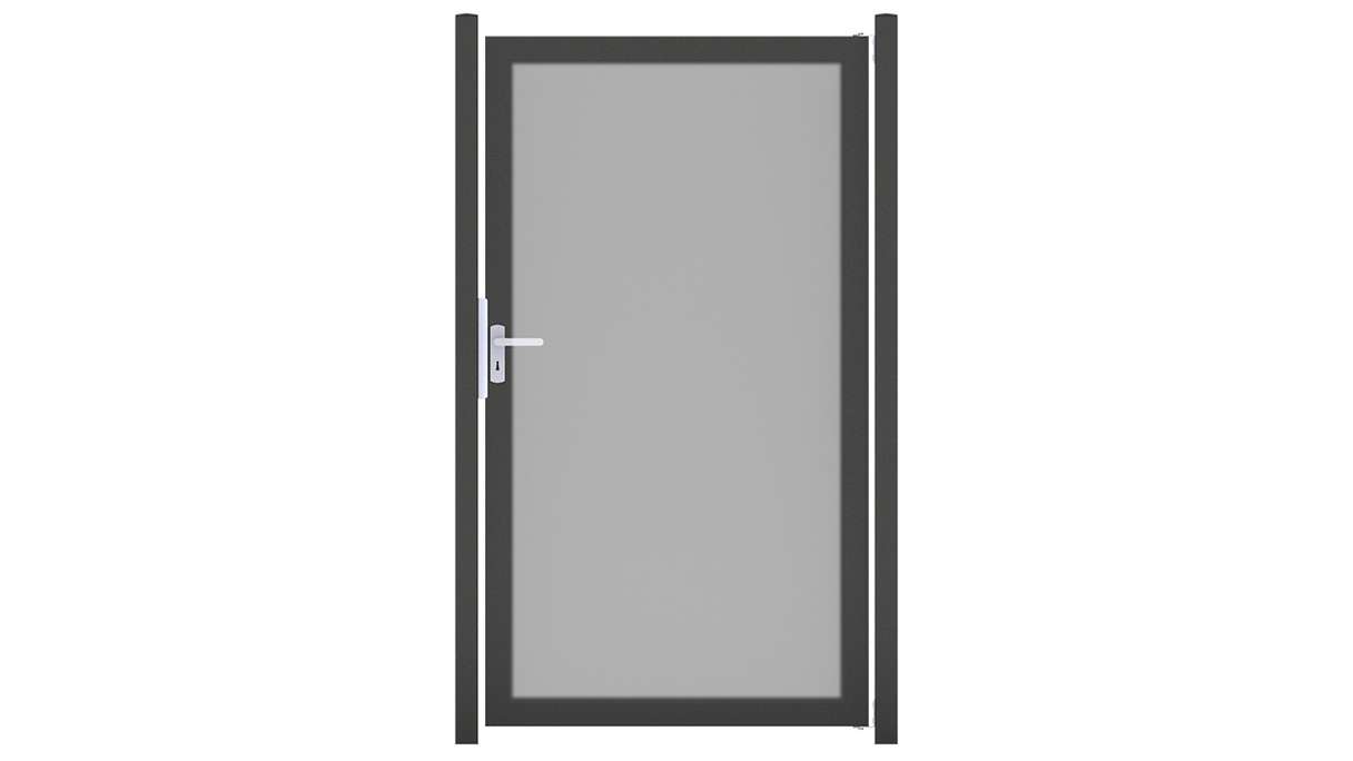 planeo Gardence Resistant - Brise-vue en HPL « Tor » gris uni avec cadre en aluminium