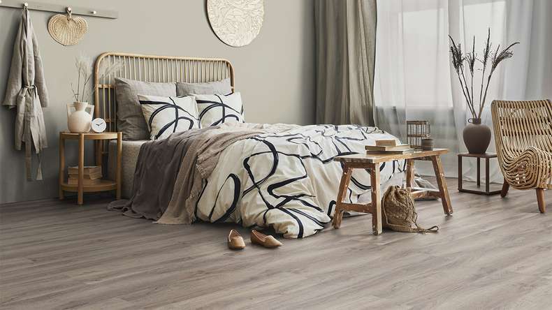 Gerflor Sol PVC clipsable - Virtuo 30 Rigid Acoustic Baita Taupe | isolation phonique intégrée (39141026)
