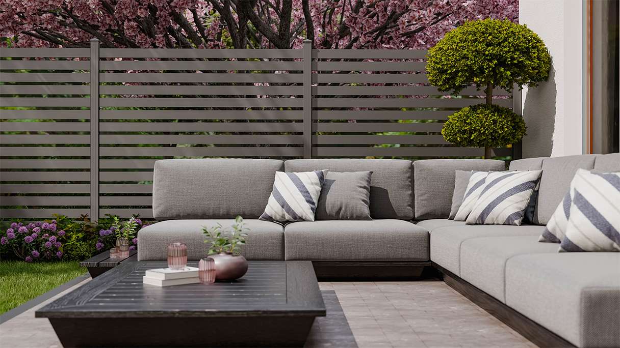 planeo Gardence Metallic Edge - Clôture de jardin en aluminium Carré Anthracite | DB703