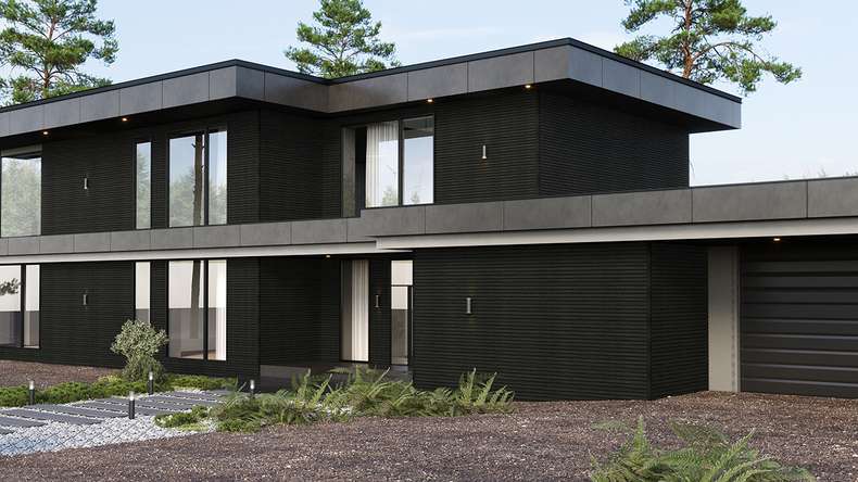 planeo LINEA Wide - Revêtement de façade en WPC CoEx, noir, 2900 x 181 mm