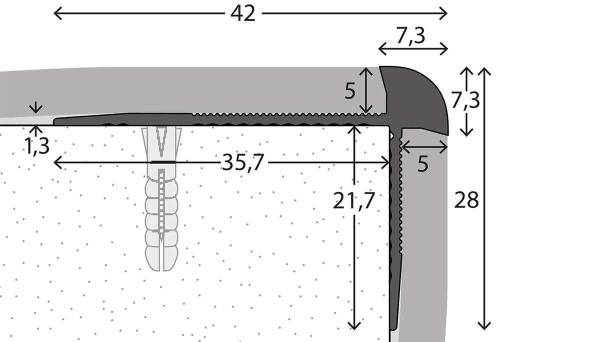 planeo Profilé pour nez de marche 881 - 250 cm