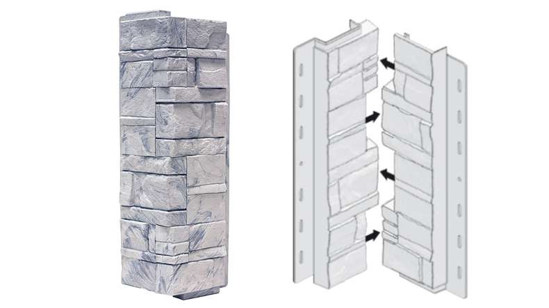 planeo coins de façade Novistone DS Pierre de stratification CC Grigio - 406 x 149 mm