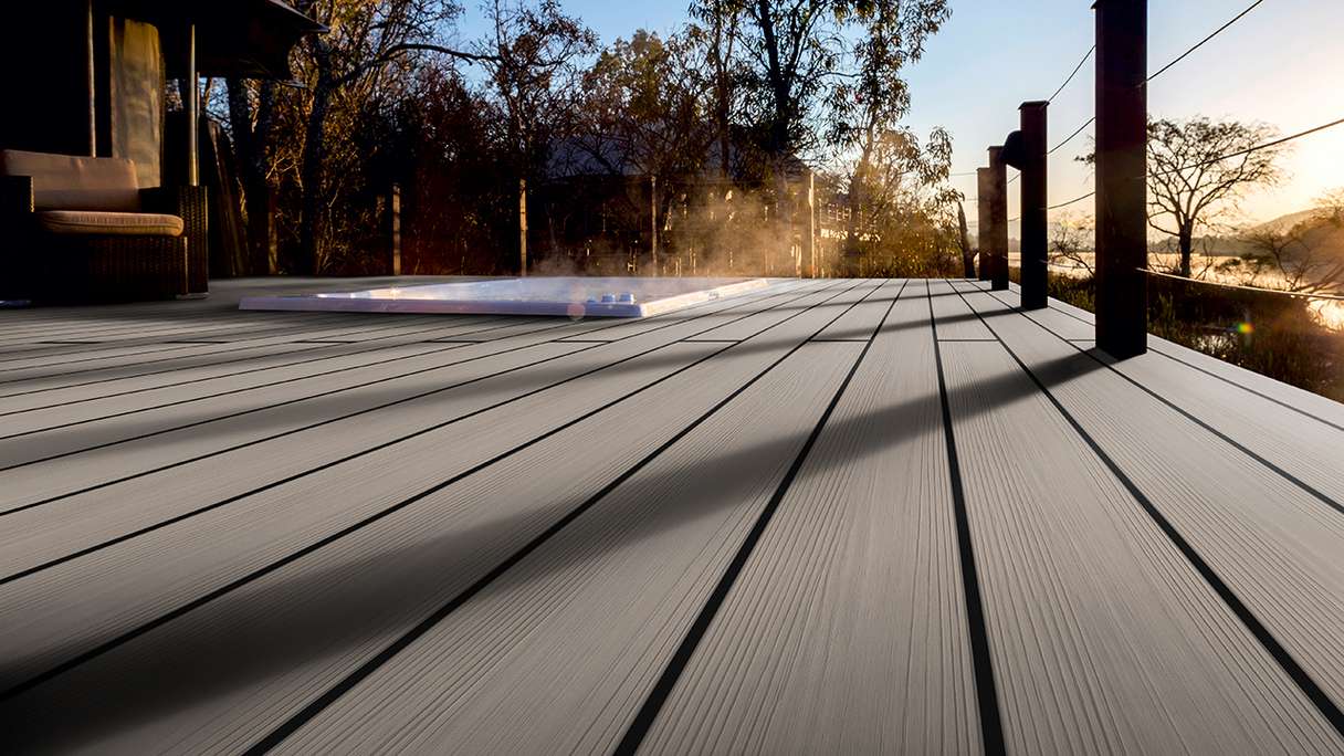 planeo Authentic Wood - Lame de terrasse BPC massive - Misty Grey texturée