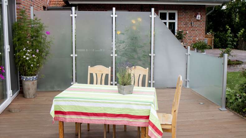 planeo Gardence Flair - Brise vue Verre Oblique droite Satiné 90 x 180 cm