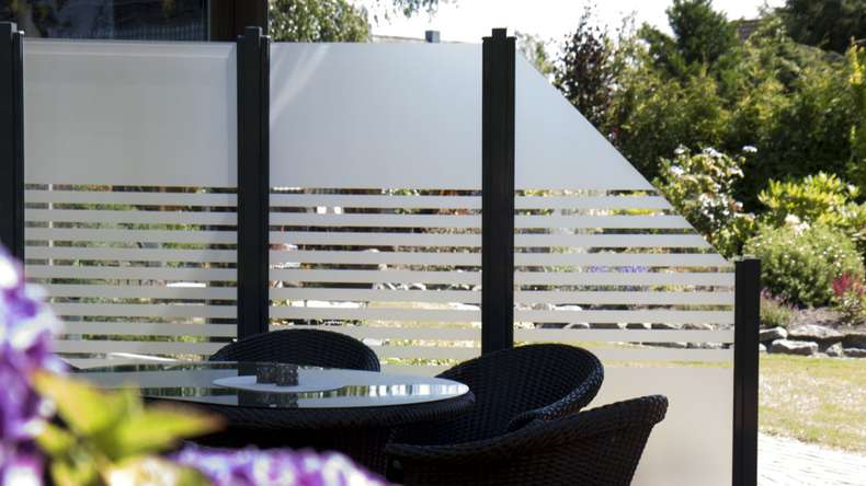 planeo Gardence Flair - Brise vue Verre Bandes Obliques à droite 90 x 180 cm