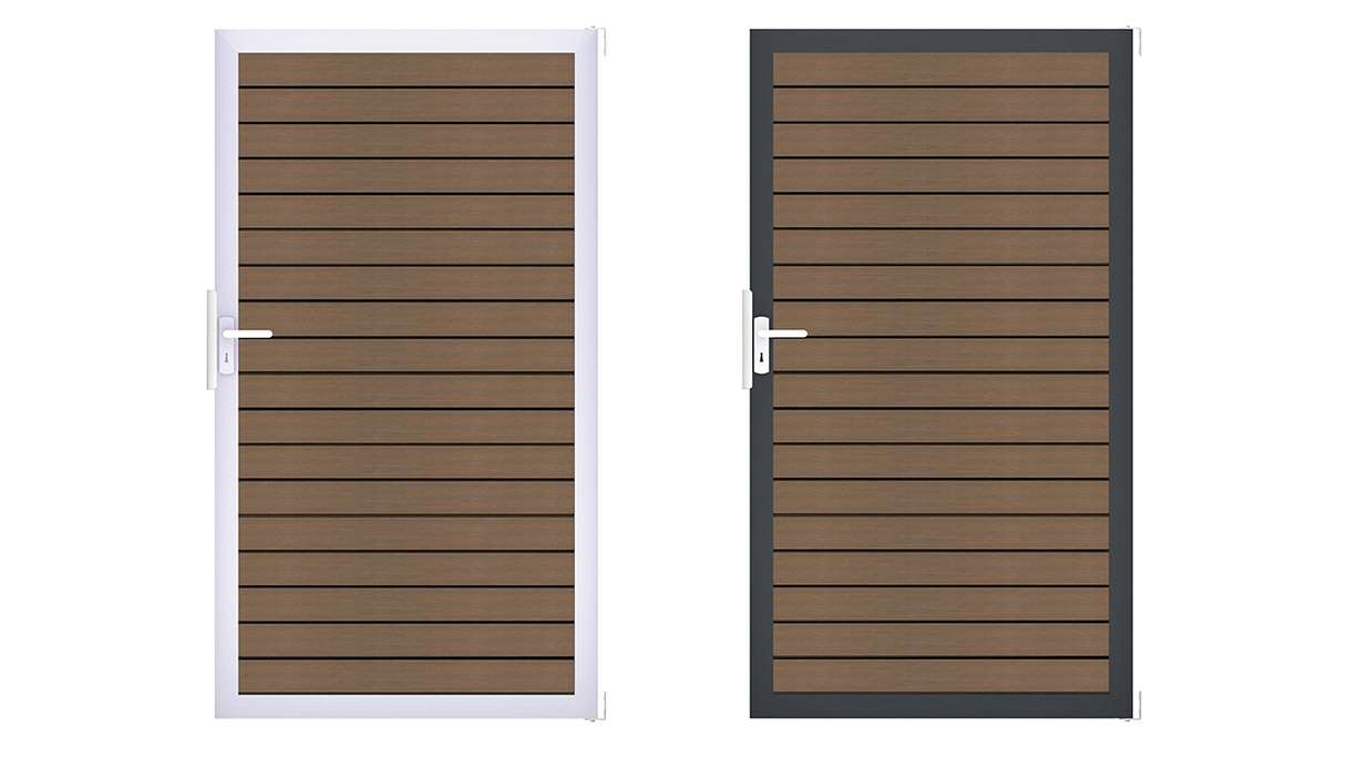 planeo Gardence Trendy - Portail universel BPC-Rhombus - Teck coextrudé avec cadre en aluminium 100 x 180 x 4 cm