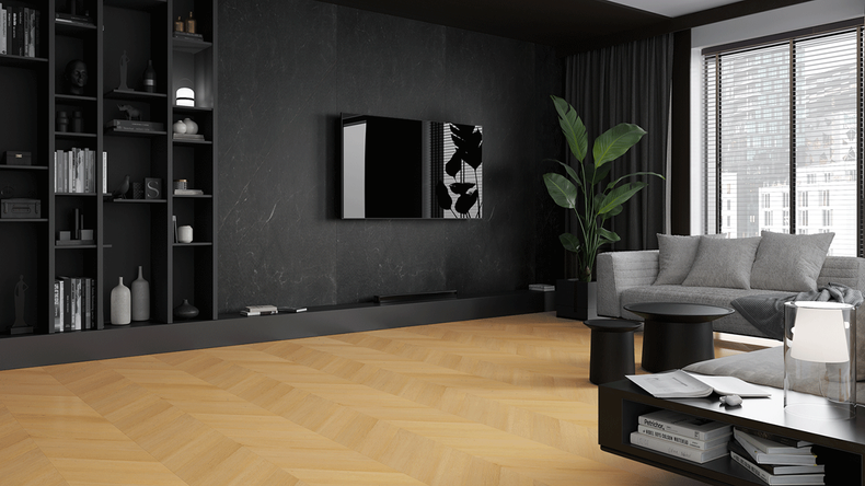 Revêtement mural SPC planeo - CeraRock Tile Black Slate XL 280 x 117,5 cm