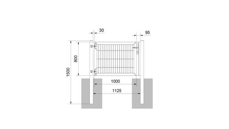 Porte universelle lourde 1 vantail anthracite poteaux de porte inclus