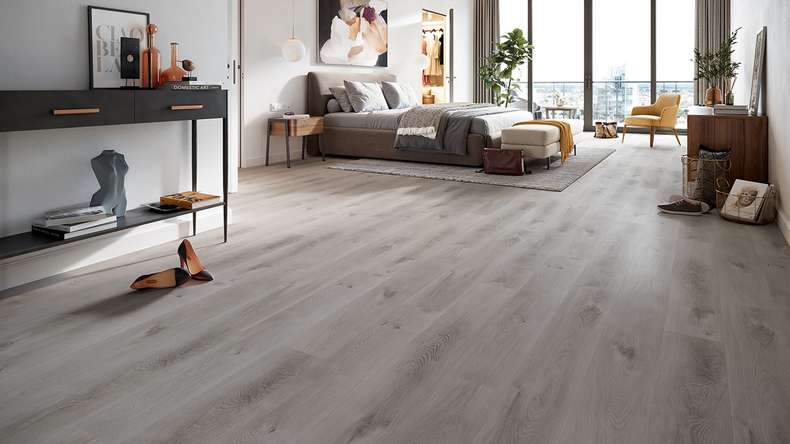 planeo Vinyle à clic rigide - HOMEtec Basic 30 IXPE Soft Mid Grey | Isolation phonique intégrée (RP-E30-7)