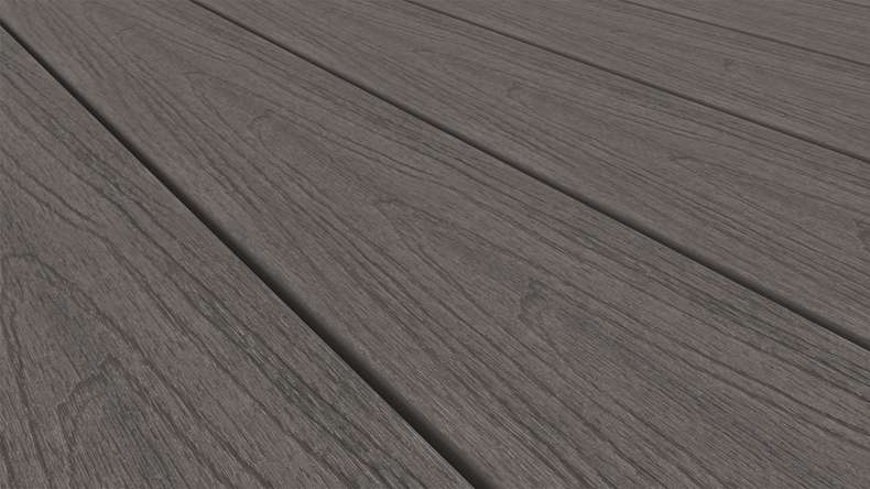 planeo WOODLine Nature - Lame de terrasse WPC CoEx enrobée chambre creuse - gris foncé 3m structuré/lisse brossé