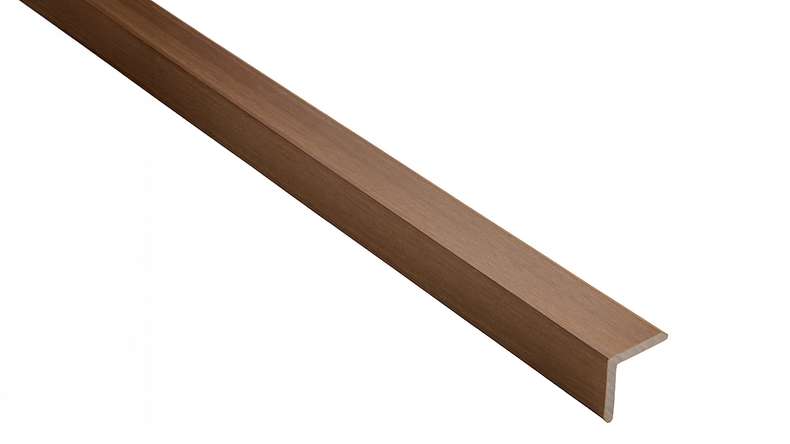 Cornière de façade planeo WPC coex, teinté teck - 2900 x 45 x 45 mm