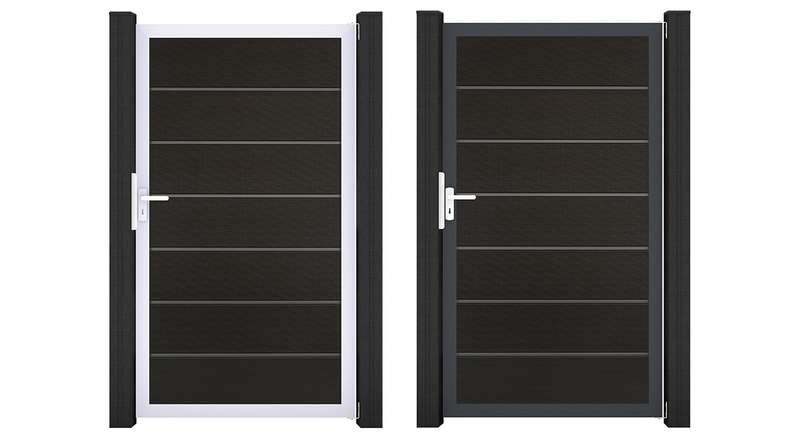 planeo Gardence Deluxe - Porte universelle BPC noire en co-extrudé avec cadre en aluminium