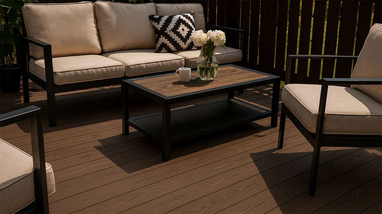 planeo Terrasse en bois massif Thermo frêne foncé brossé/lisse - 1500 x 112 x 20 mm