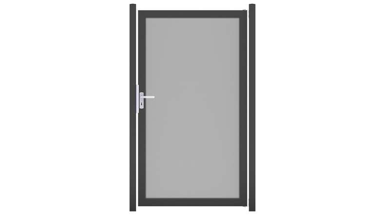 planeo Gardence Resistant - Brise-vue en HPL « Tor » gris uni avec cadre en aluminium