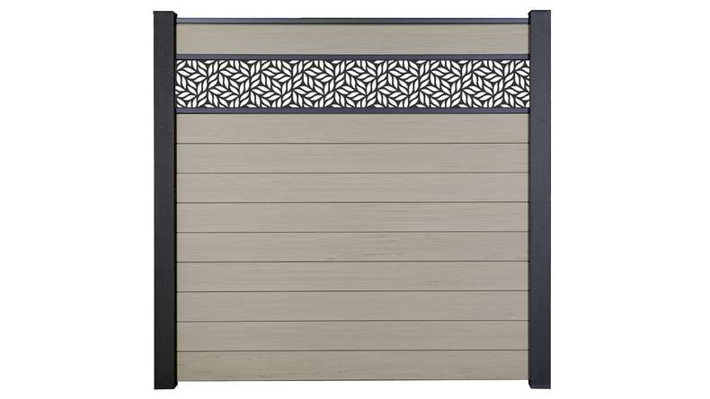 planeo Gardence Strong - Clôture à emboîter BPC Leafs Bi-Color Sand 180 x 180 cm
