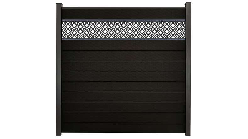 planeo Gardence Strong - Clôture à emboîter BPC Abstract Noir co-ex 180 x 180 cm