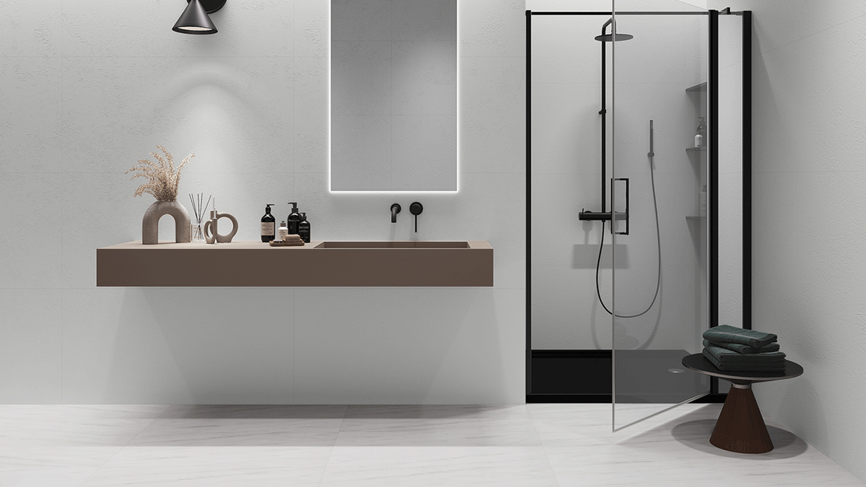 Revêtement mural SPC planeo - CeraRock Tile Concrete White XL 280 x 117,5 cm